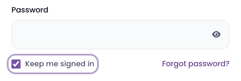 The Keep me signed in checkbox under the password box