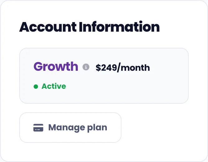 The Your plan card in the portal with the Manage plan button