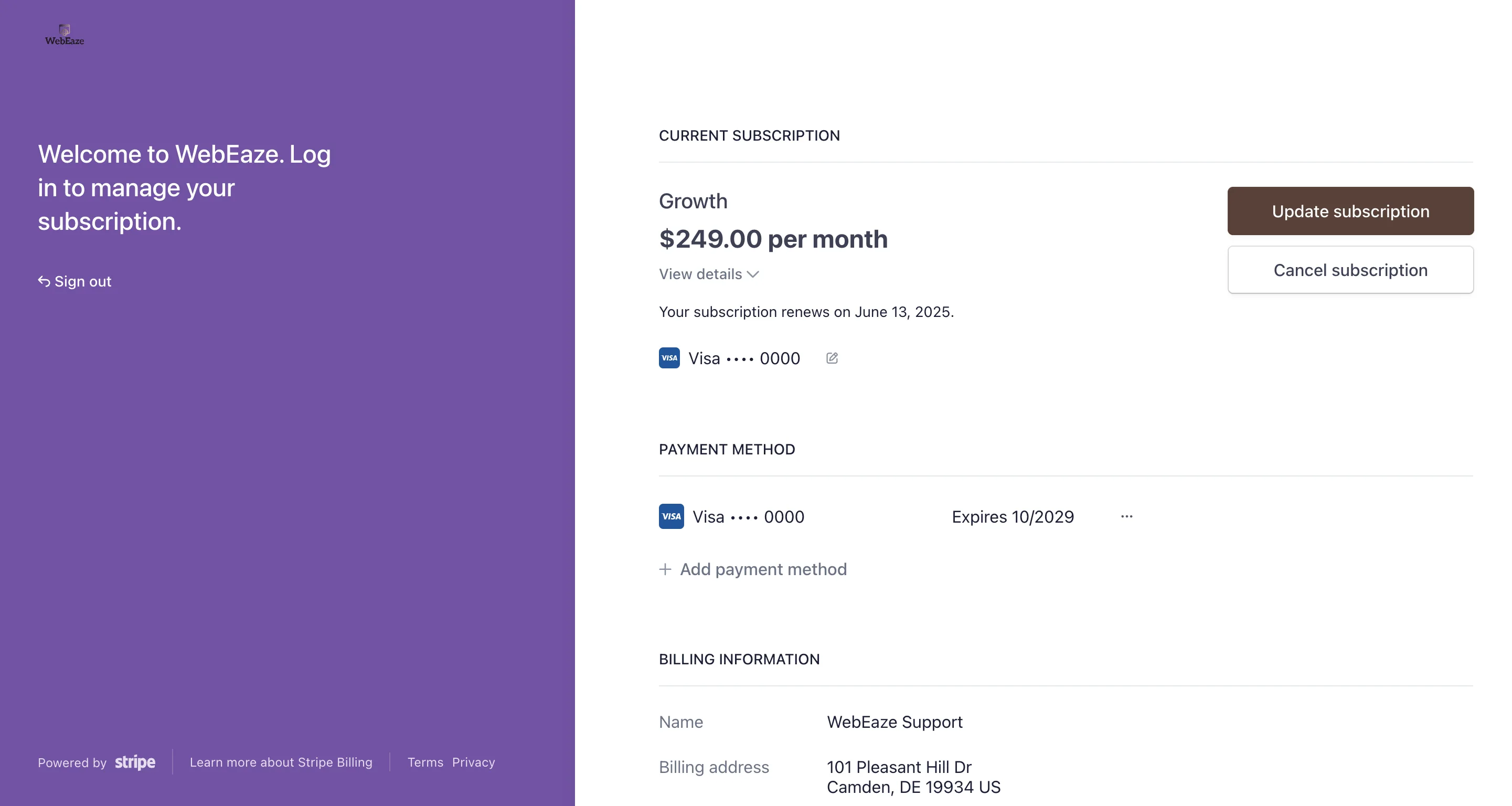 Stripe Dashboard Screenshot