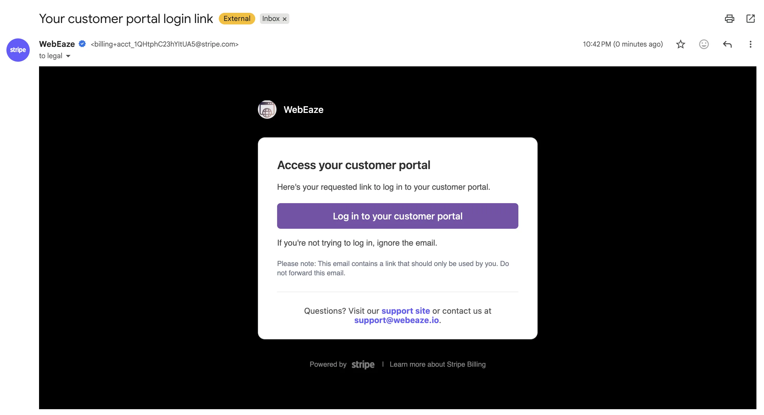 Stripe Login Screenshot