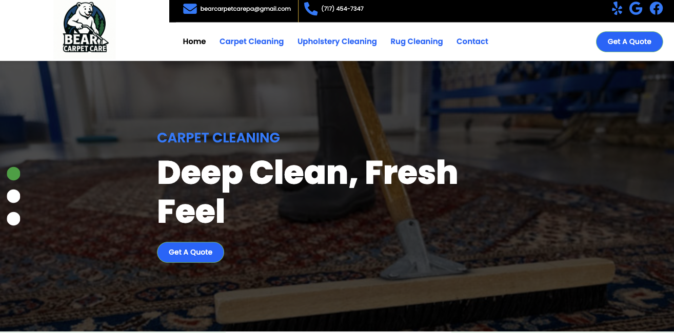 Bear Carpet Care website screenshot