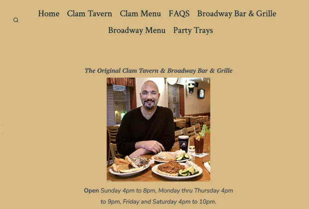 The Original Clam Tavern website before WebEaze