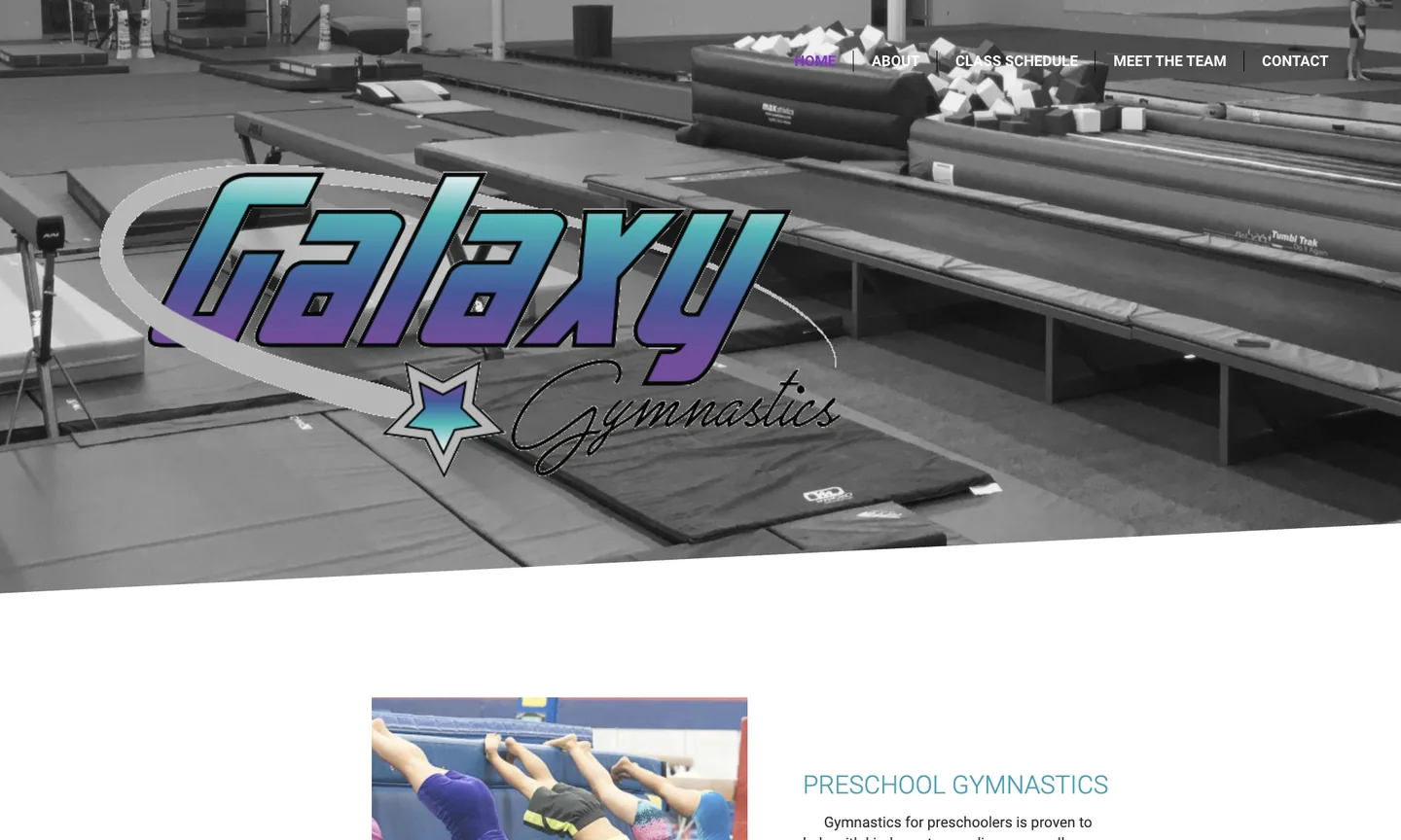 Galaxy Gymnastics website before WebEaze