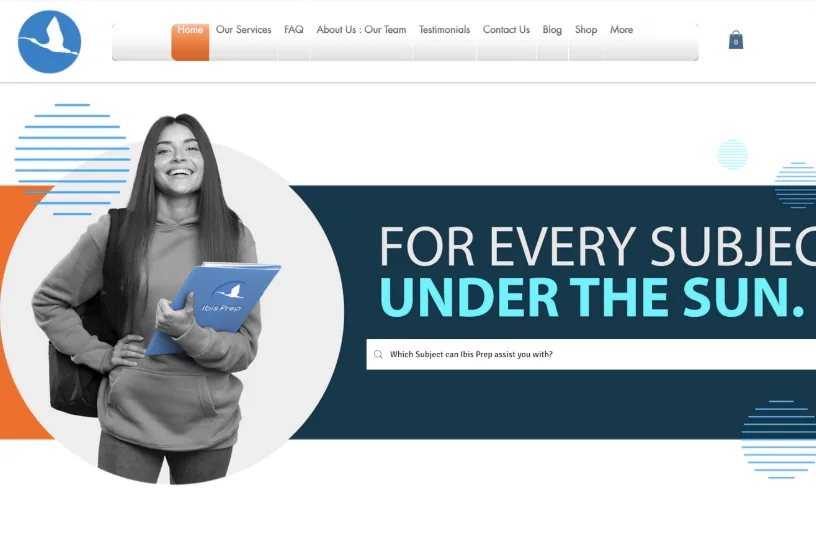 Ibis Prep website before WebEaze