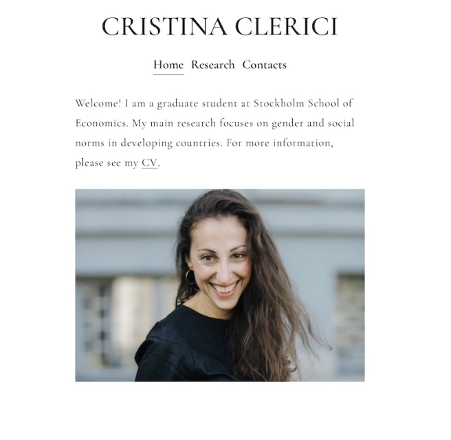 Example student portfolio